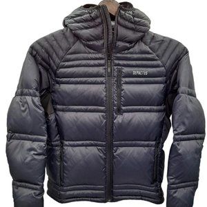 DEPACTUS MEN'S NAVY BLUE HOODED DUCK FEATHER DOWN LARGE FULL ZIP PUFFER JACKET